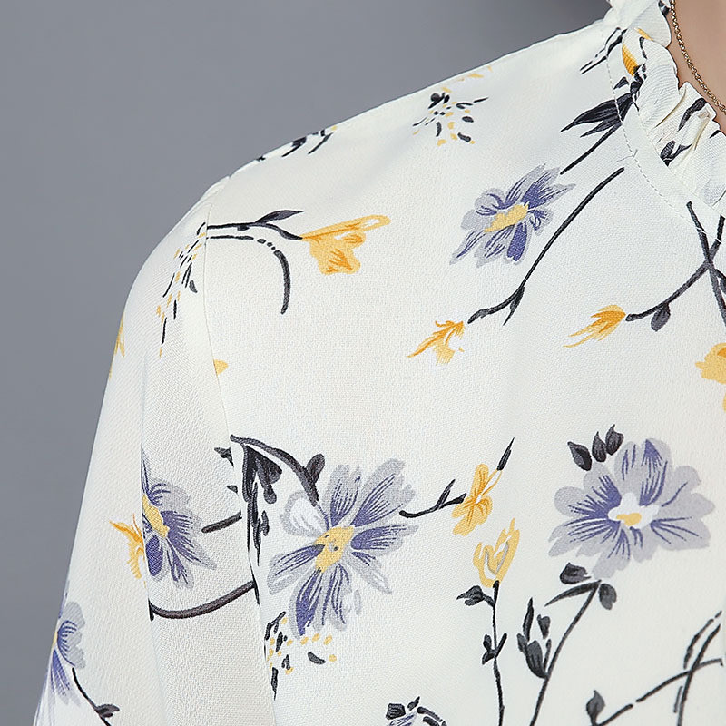 Modne šifonske bluze s printom Ženske ljetne korejske labave tanke košulje s širokim rukavima Ženska ležerna gornja odjeća H9033