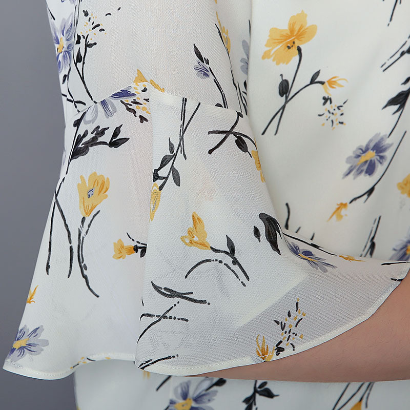 Modne šifonske bluze s printom Ženske ljetne korejske labave tanke košulje s širokim rukavima Ženska ležerna gornja odjeća H9033