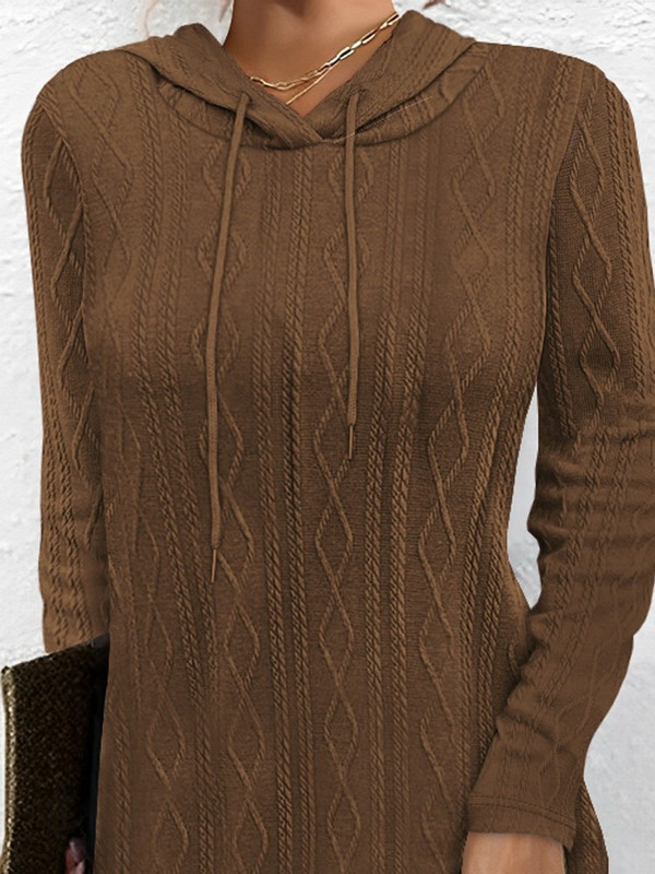 2023 rochii elegante tricotate cu hanorace pentru femei birou toamna iarna ocazional cu mâneci lungi culoare solidă rochie vintage cu dantelă pentru femei