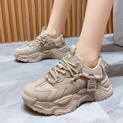 Dad Chunky Sneakers Ležerne vulkanizirane cipele Ženske zimske tenisice s visokom platformom Femme Bijele košaraste tenisice na vezanje Ženske 2024.