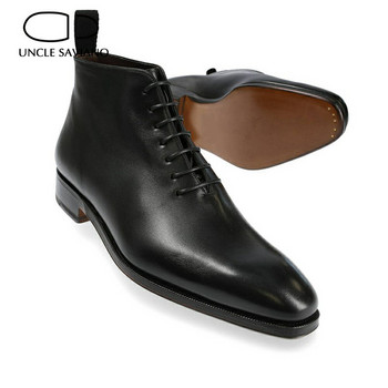 Uncle Saviano Oxford Dress High Top Leather Ръчно изработени зимни мъжки ботуши Обувки Добавете кадифени работни ботуши Модни дизайнерски обувки Мъжки