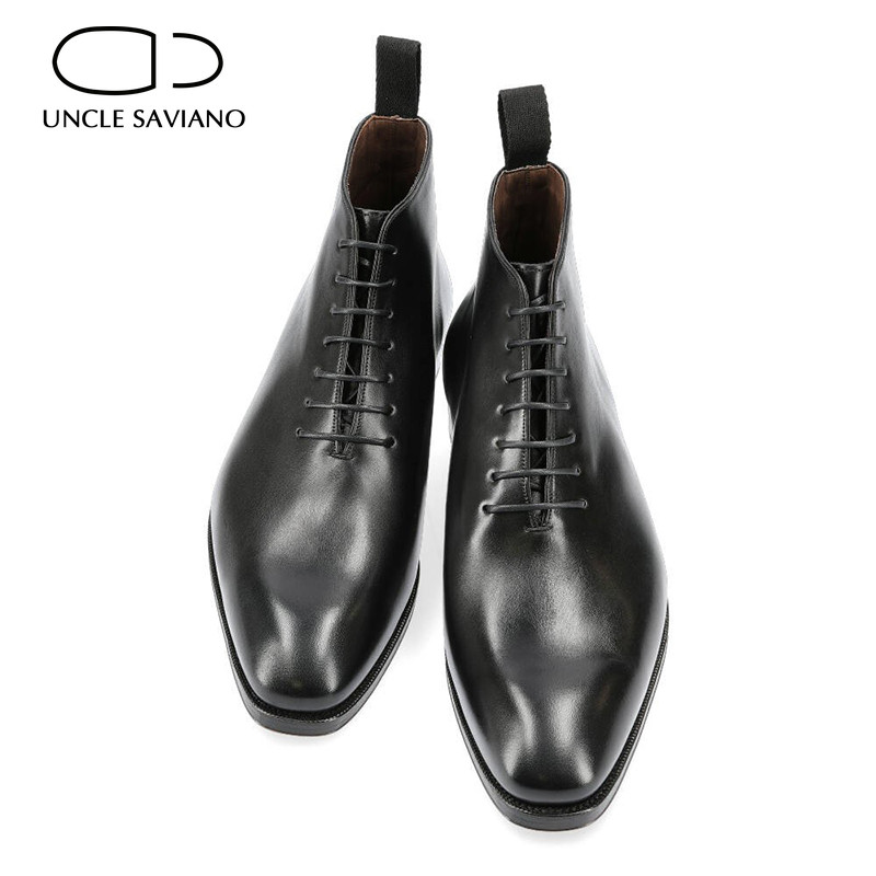 Unchiul Saviano Rochie Oxford High Top din piele Cizme de iarnă pentru bărbați lucrate manual Pantofi Adaugă Cizme de lucru din catifea Pantofi de designer de modă pentru bărbați