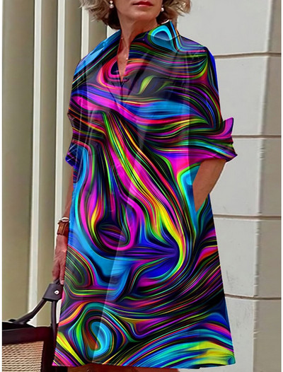 S-5Xl Ljetna košulja haljina Bijelo plave večernje vintage haljine za zabave Ekstra duge ženske široke haljine Samo haljine s uzorkom seladona