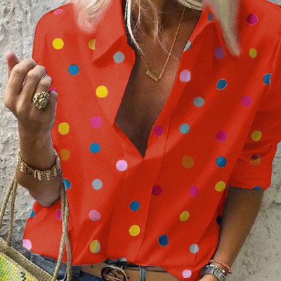 Ανοιξιάτικο γυναικείο πουκάμισο Casual Fashion Γυναικεία Ρούχα με λαιμόκοψη μονόχρωμη Φαρδιά Γυναικεία Γυναικεία μακρυμάνικη τελεία Απαλή, ζεστή γυναικεία μπλούζα