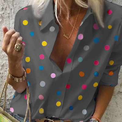 Ανοιξιάτικο γυναικείο πουκάμισο Casual Fashion Γυναικεία Ρούχα με λαιμόκοψη μονόχρωμη Φαρδιά Γυναικεία Γυναικεία μακρυμάνικη τελεία Απαλή, ζεστή γυναικεία μπλούζα