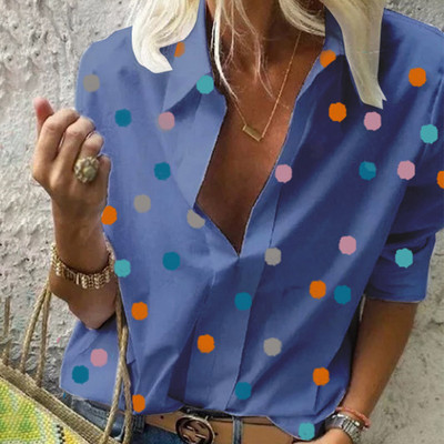 Ανοιξιάτικο γυναικείο πουκάμισο Casual Fashion Γυναικεία Ρούχα με λαιμόκοψη μονόχρωμη Φαρδιά Γυναικεία Γυναικεία μακρυμάνικη τελεία Απαλή, ζεστή γυναικεία μπλούζα