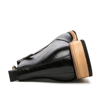 Маркови мъжки ботуши с цип Модни класически бизнес офис официални боти до глезена Мъжки обувки Мъжки ежедневни ръчно изработени кръгли пръсти