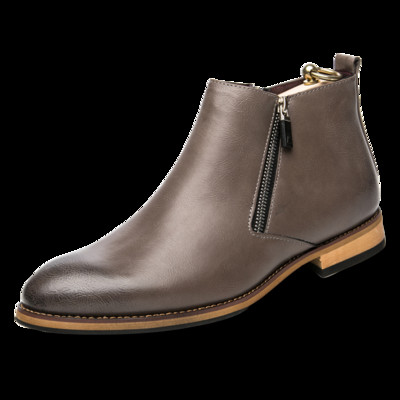 Cizme pentru bărbați cu fermoar de marcă, piele naturală, modă, clasice, pentru birou, pentru birou