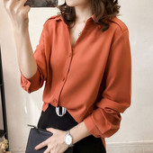 Putovanje na posao proljeće jesen standardna polo izrez bluza s jednim kopčanjem modna jednobojna višeslojna korejska ravna košulja dugih rukava