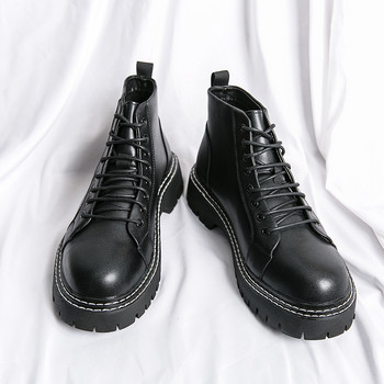 Луксозни маркови черни мъжки ботуши Chelsea Ниски пънк обувки Мъжки ежедневни кожени мотоциклетни ботуши Ботуши за глезени Мъжки MO-51274