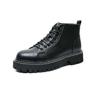 Crne muške Chelsea čizme luksuznih marki, niske pank cipele, muške ležerne kožne motociklističke čizme, gležnjače, muške MO-51274