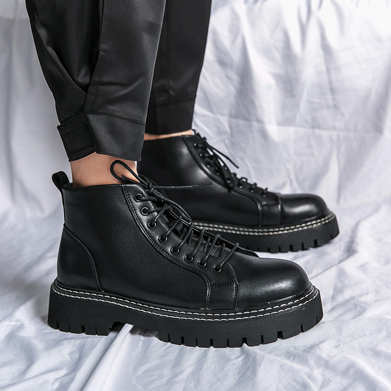 Crne muške Chelsea čizme luksuznih marki, niske pank cipele, muške ležerne kožne motociklističke čizme, gležnjače, muške MO-51274