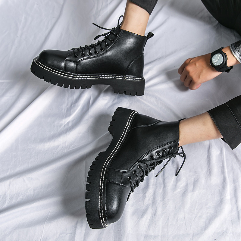 Crne muške Chelsea čizme luksuznih marki, niske pank cipele, muške ležerne kožne motociklističke čizme, gležnjače, muške MO-51274