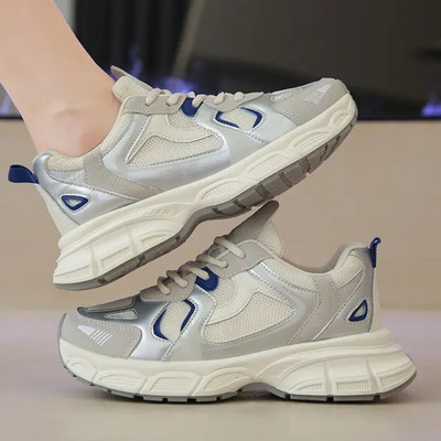 Jesenske ženske luksuzne debele tenisice 2023. Mrežaste prozračne cipele za žene Sportske trčanje Ležerne ženske cipele za fitnes Vulkanizirane cipele