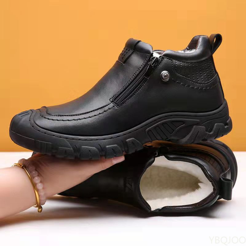 Ανδρικά ανδρικά χοντρά βελούδινα ζεστά μποτάκια χιονιού 2023 Ανδρικά ανδρικά μποτάκια με φερμουάρ Πλατφόρμα Αντιολισθητικά, αδιάβροχα ανδρικά παπούτσια πεζοπορίας