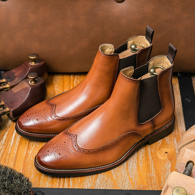 Ανδρικές μπότες Chelsea σε βρετανικό στιλ Ανδρικές μπότες Ankel Μόδα ρετρό μπρουζ επαγγελματικές μπότες φορέματος Antumn Bota Masculina Plus μέγεθος 38-46