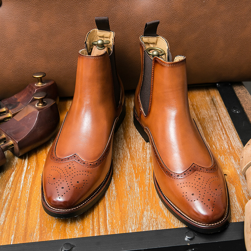 Ανδρικές μπότες Chelsea σε βρετανικό στιλ Ανδρικές μπότες Ankel Μόδα ρετρό μπρουζ επαγγελματικές μπότες φορέματος Antumn Bota Masculina Plus μέγεθος 38-46
