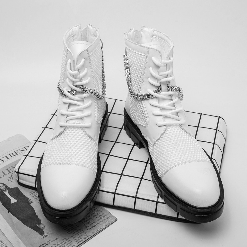 Aukšti batai Vyriški Batai Motociklas Suvarstomi Vasariniai Kvėpuojantys Vyriški Madingi Batai Laisvalaikis Kaubojus Suvarstomi arklio batai