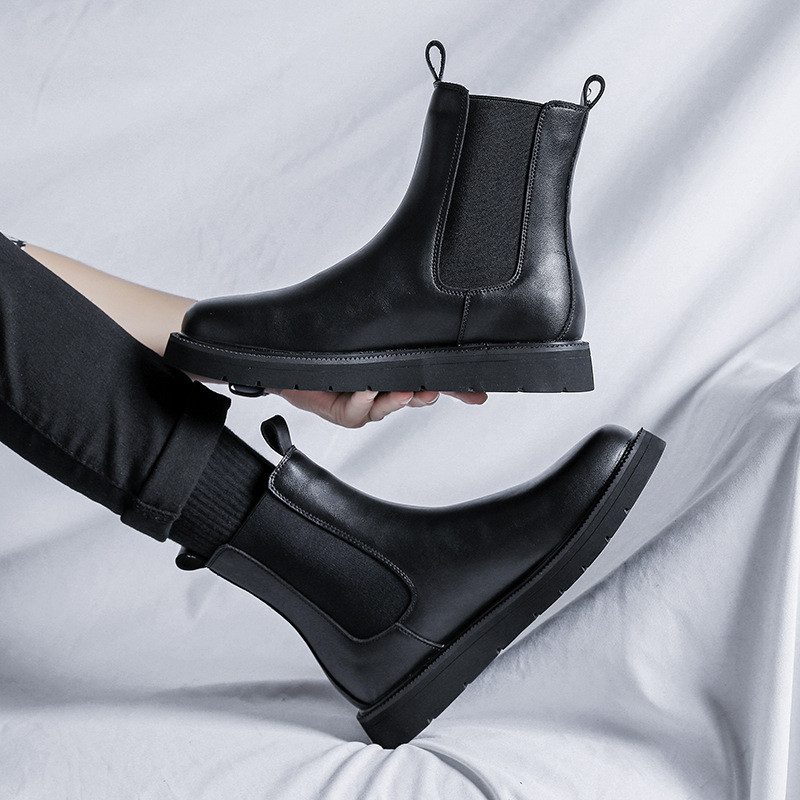 Ανδρικές casual μπότες τσέλσι σε βρετανικό στιλ μαύρα φλατ παπούτσια καουμπόικες αυθεντικές δερμάτινες μπότες όμορφη άνοιξη φθινόπωρο ankle botas αρσενικό