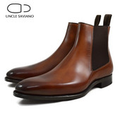Uncle Saviano Chelsea Zimske smeđe muške čizme Cipele Radne čizme Modne dizajnerske cipele Muške Dodaj baršunaste natikače od kravljeg antilopa