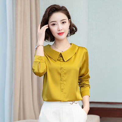 Uredske ženske radne košulje ženske bluze elegantne čvrste satenske svilene košulje ženske majice s dijamantnim gumbima osnovna odjeća za sve vrste košulja