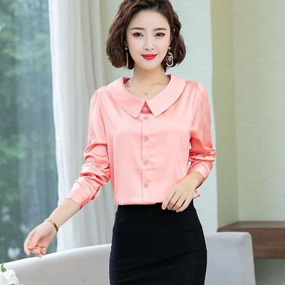 Uredske ženske radne košulje ženske bluze elegantne čvrste satenske svilene košulje ženske majice s dijamantnim gumbima osnovna odjeća za sve vrste košulja