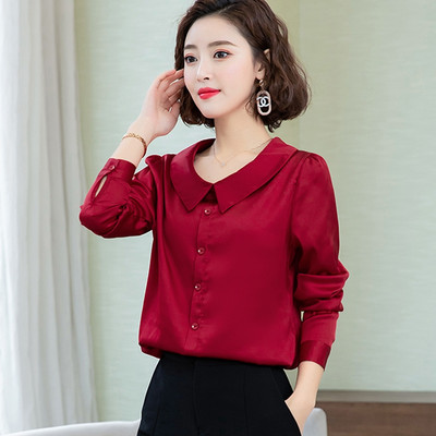 Uredske ženske radne košulje ženske bluze elegantne čvrste satenske svilene košulje ženske majice s dijamantnim gumbima osnovna odjeća za sve vrste košulja
