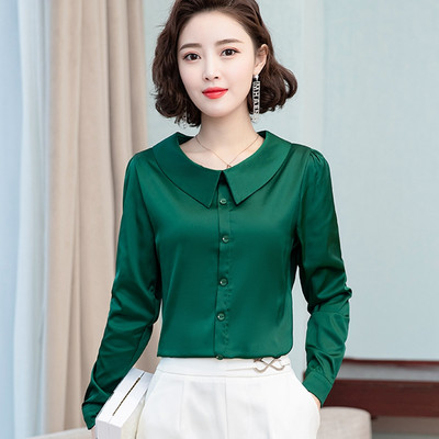 Uredske ženske radne košulje ženske bluze elegantne čvrste satenske svilene košulje ženske majice s dijamantnim gumbima osnovna odjeća za sve vrste košulja