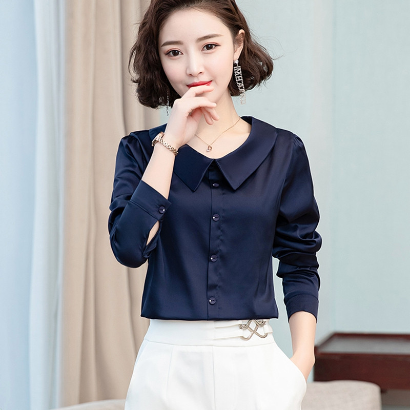 Uredske ženske radne košulje ženske bluze elegantne čvrste satenske svilene košulje ženske majice s dijamantnim gumbima osnovna odjeća za sve vrste košulja