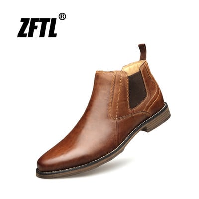 ZFTL Cizme Chelsea noi pentru bărbați Pantofi lucrați manual din piele de vacă Cizme pentru bărbați de mărime mare Cizme pentru bărbați cu slip-on Cizme casual cizme pentru bărbați 2023