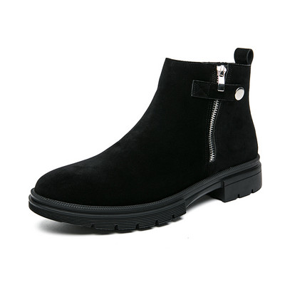 Chelsea Boots British Ανδρικές Μαύρες Casual Ανδρικές Μπότες Με φερμουάρ Καφέ Suede Μποτάκια Ύψος Αύξηση Martin Boots Ανδρικά παπούτσια 46