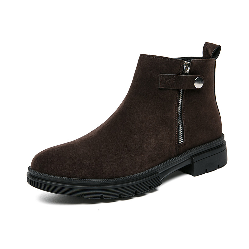 Chelsea Boots British Ανδρικές Μαύρες Casual Ανδρικές Μπότες Με φερμουάρ Καφέ Suede Μποτάκια Ύψος Αύξηση Martin Boots Ανδρικά παπούτσια 46