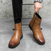 Muške čizme Chelsea čizme od kože Crne Western kaubojske čizme s patentnim zatvaračem Vintage smeđe motociklističke čizme Muške kožne čizme