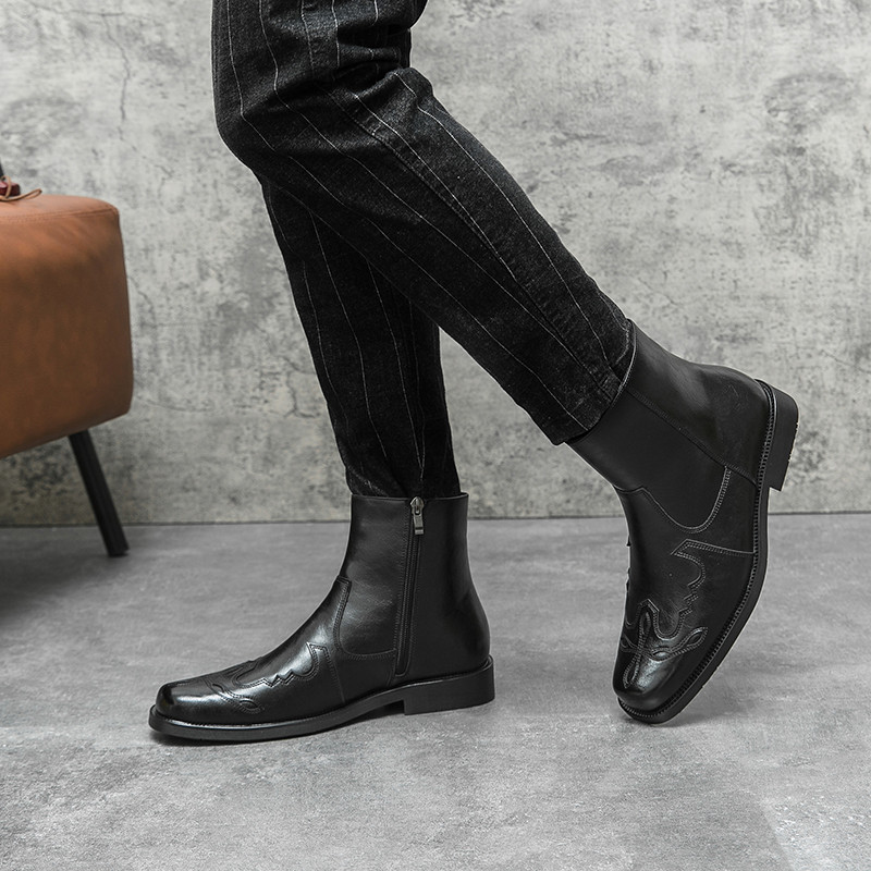 Muške čizme Chelsea čizme od kože Crne Western kaubojske čizme s patentnim zatvaračem Vintage smeđe motociklističke čizme Muške kožne čizme