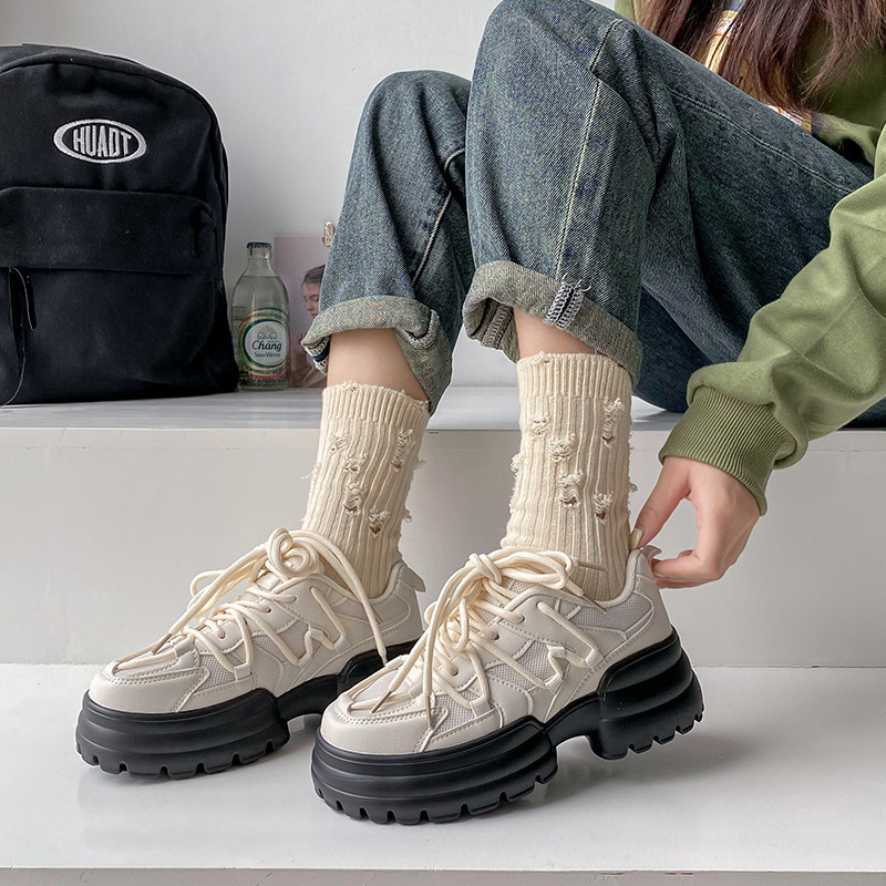 Dámske topánky vo výpredaji 2023 Vysokokvalitné dámske vulkanizované topánky Letné jesenné outdoorové turistické topánky Dámske špongiové podpätky na pevnom podpätku