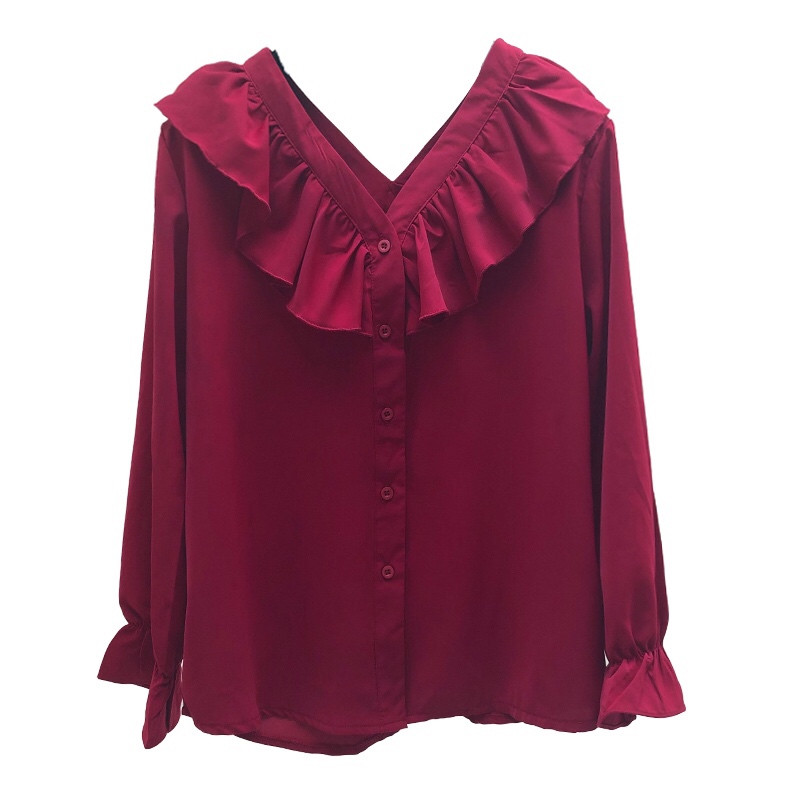 Madingi moteriški raukiniai ilgomis rankovėmis Palaidinė Saldi rudeniniai šifoniniai marškiniai Laisvi laisvalaikio vienviršiai