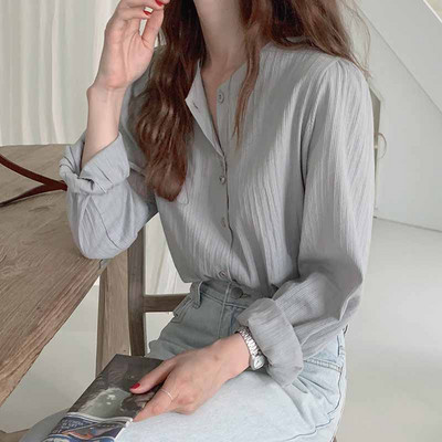 Jesenska pamučna tanka košulja dugih rukava Ženska vinsko crvena donja košulja Jednobojna jednobojna ležerna bluza Blusa 11682