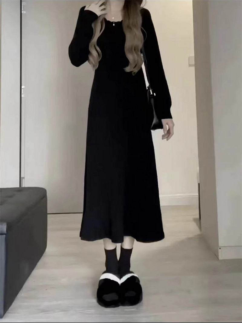 Πουλόβερ μακρύ φόρεμα για γυναικεία ρούχα Swing casual φθινοπωρινό χειμώνα πλεκτό κορεάτικο λεπτό μακρυμάνικο κομψότητα γλυκά γυναικεία ρούχα