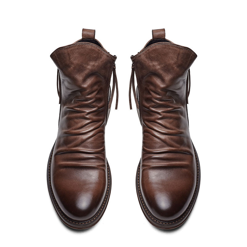 Cizme din piele pentru bărbați, 2021, la modă, cu fermoar, cu fermoar, pantofi din piele PU, toamnă iarnă, cizme pentru bărbați, cizme Martin, mărime mare 48