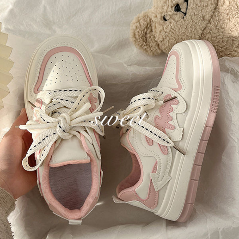 Bijele ženske tenisice Ležerne ravne cipele Vintage Vulcanize Kawaii Sportske cipele s platformom Harajuku Korejski dizajner Tenis Ženske