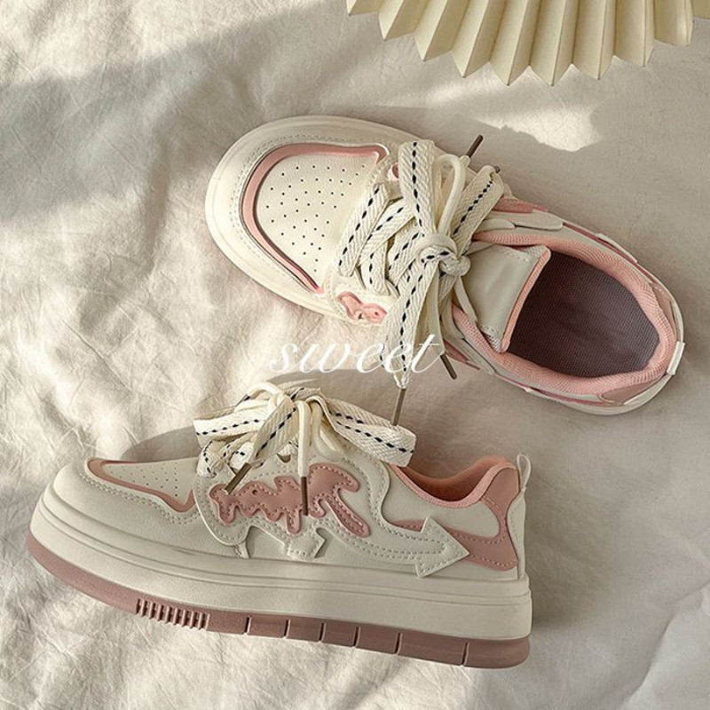 Bijele ženske tenisice Ležerne ravne cipele Vintage Vulcanize Kawaii Sportske cipele s platformom Harajuku Korejski dizajner Tenis Ženske