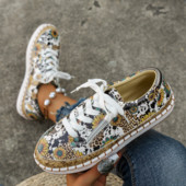 2023 Άνοιξη και Φθινόπωρο Νέα εκτύπωση Γυναικεία ευρωπαϊκά και αμερικάνικα casual γυναικεία παπούτσια με μεγάλο επίπεδο κάτω κορδόνι