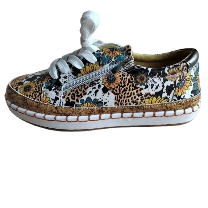 2023 Άνοιξη και Φθινόπωρο Νέα εκτύπωση Γυναικεία ευρωπαϊκά και αμερικάνικα casual γυναικεία παπούτσια με μεγάλο επίπεδο κάτω κορδόνι