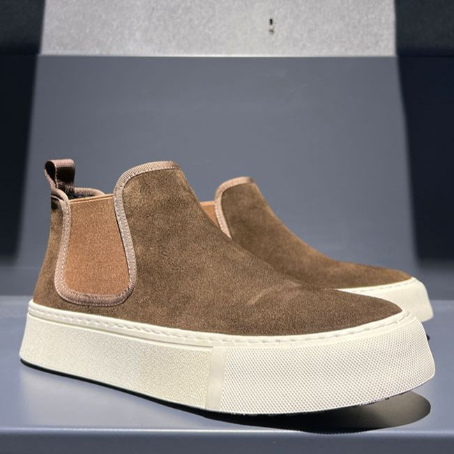 Modes zamšādas Ādas Vīriešu Ikdienas Augstas Topi Kurpes Chelsea Boots Jauneklis Darba Zābaki Zapatillas Hombre