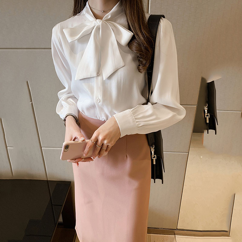 Ready Stock Sweet Sieviešu tauriņš ar laternas piedurknēm krekls Trend korejiešu rudens brīvs gadījuma pogas ar garām piedurknēm