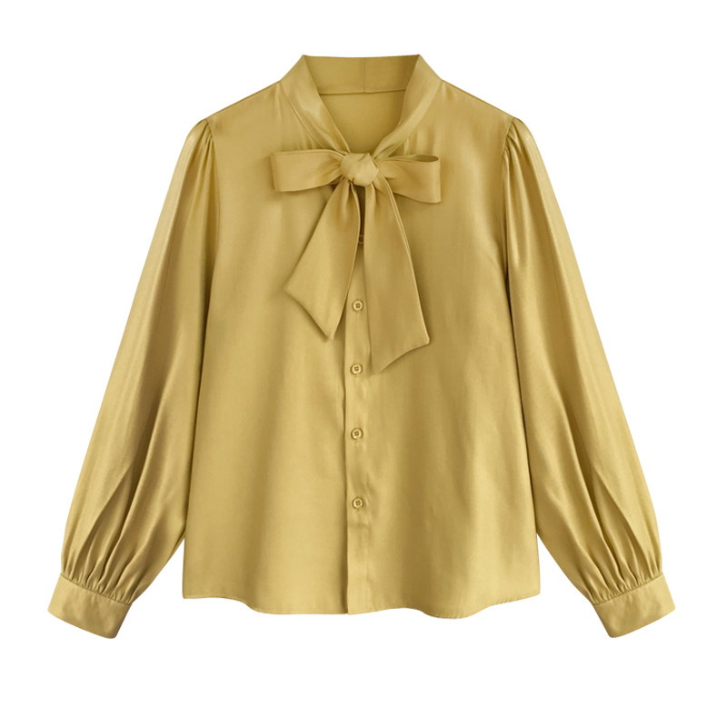 Ready Stock Sweet Sieviešu tauriņš ar laternas piedurknēm krekls Trend korejiešu rudens brīvs gadījuma pogas ar garām piedurknēm