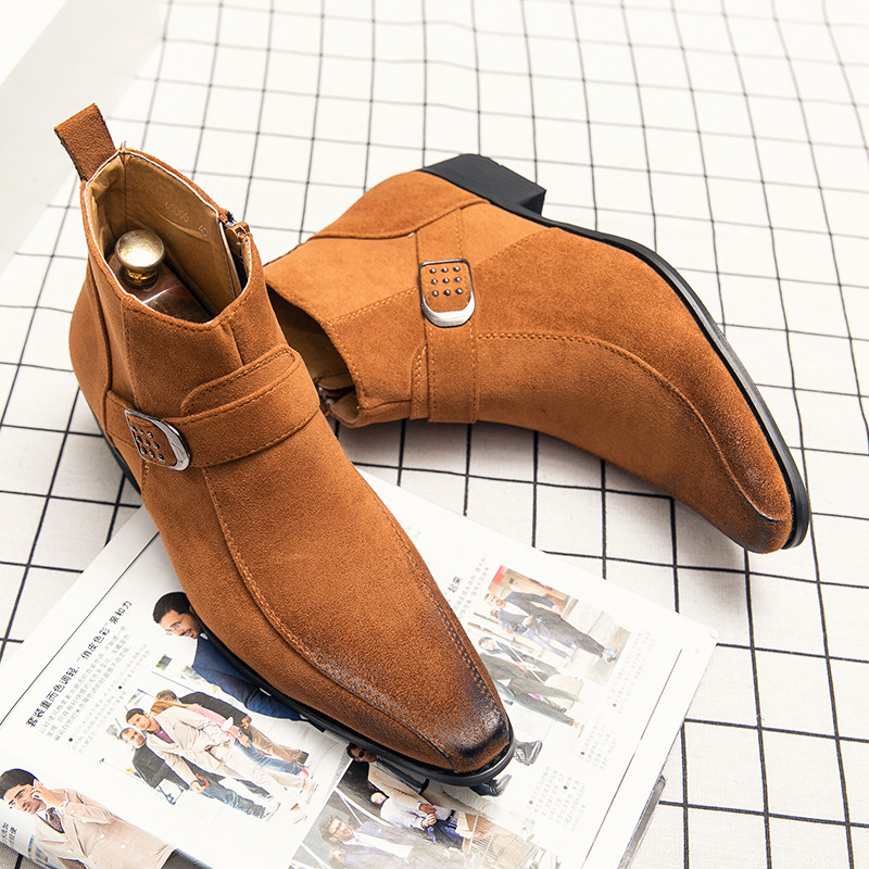 Cizme Chelsea la modă nouă Cizme maro din piele pentru bărbați Pantofi de agrement din piele intoarsa Rochie de seara Cizme casual pentru barbati Botine retro de lux