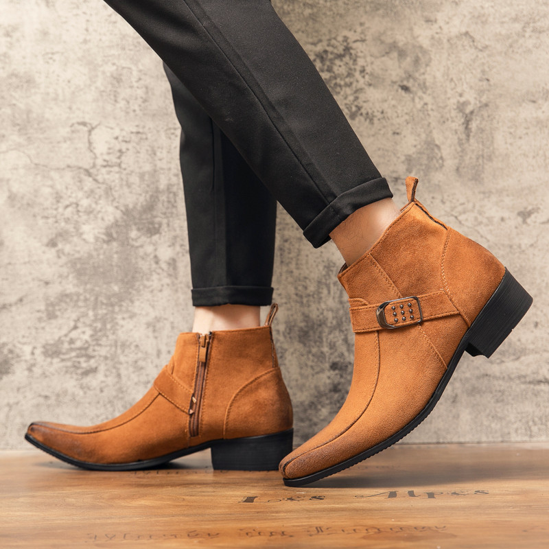 Cizme Chelsea la modă nouă Cizme maro din piele pentru bărbați Pantofi de agrement din piele intoarsa Rochie de seara Cizme casual pentru barbati Botine retro de lux