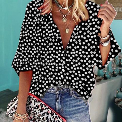 Bluză cu mânecă lungă cu imprimeu floral pentru femei, ocazional