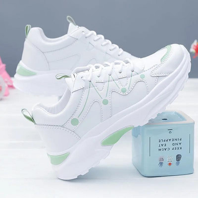 Zapatillas Mujer 2023 Νέα γυναικεία παπούτσια μόδας casual αντιολισθητικά Αθλητικά παπούτσια με χοντρή σόλα Γυναικεία κορδόνια λευκά βουλκανιζέ παπούτσια